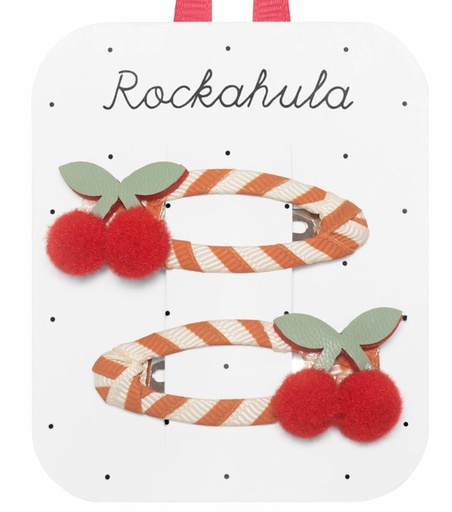 [H2338R] Rockahula - Lot de 2 pinces à cheveux - Stripy Cherry