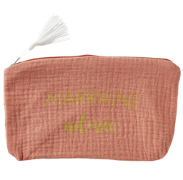 BB&amp;Co - Trousse cadeau zippée “Marraine adorée” - Marsala