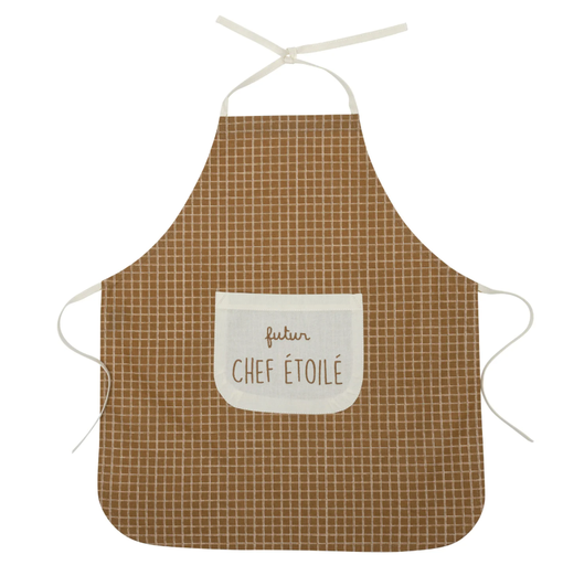 BB&Co - Tablier de cuisine "Futur chef étoilé" - Carreaux cassonade