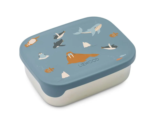 Liewood - Boîte à déjeuner Arthur en acier et silicone - Artic Sea/Ocean View