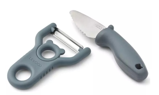 Liewood - Ensemble Eplucheur et Couteau - Whale Blue