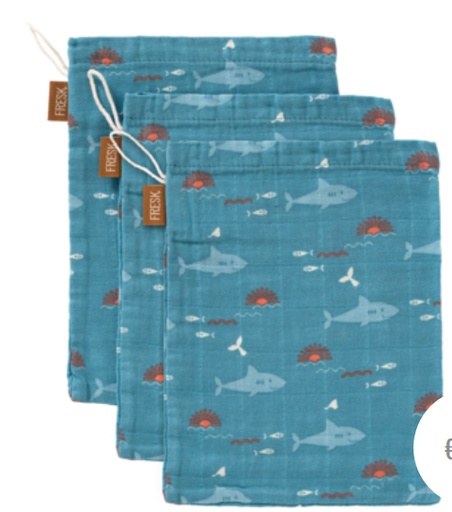 Fresk - Set de 3 gants de toilettes - Shark