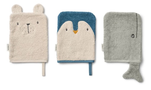 LIEWOOD - Pack de 3 gants de toilette Sylvester - Arctic Sea/ Ocean View