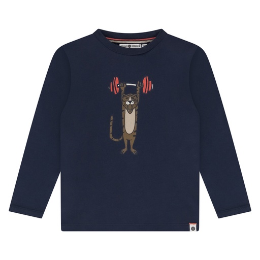 STAINS & STORIES - T-Shirt bleu marine à longues manches + motifs - Garçon