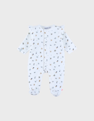 Noukie's - Pyjama bébé en velours blanc imprimé oiseau