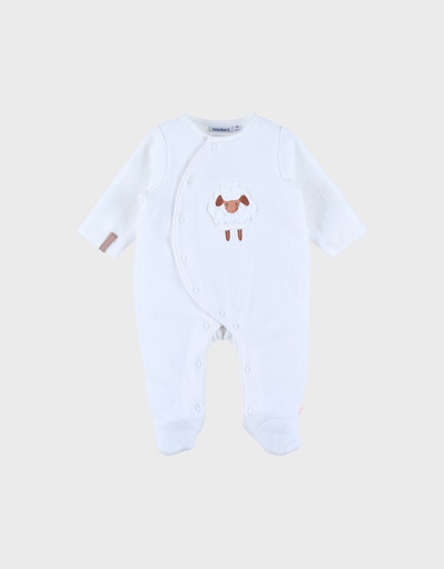 Noukie's - Pyjama bébé en velours blanc avec broderie mouton