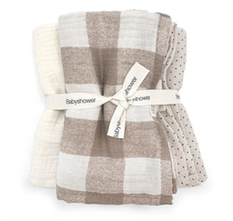 [P3SWVCM] Babyshower - Set de 3 tetras - Vichy caramel