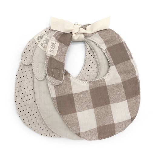 Babyshower - Lot de 3 bavoirs - Vichy Caramel [P3BIVCM]