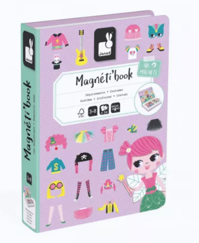 [J02718] Janod - Magnéti'Book - déguisements fille, 46 magnets