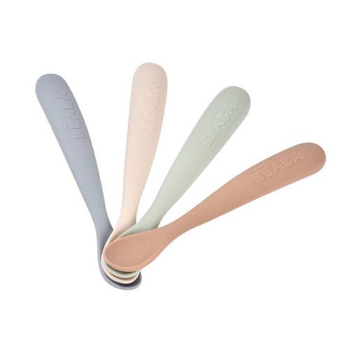 Beaba - Lot de 4 cuillères 1er âge silicone - Natural [913601]