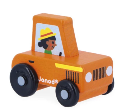 [05932] Janod - Tracteur orange en bois Campagne - Cross Roads