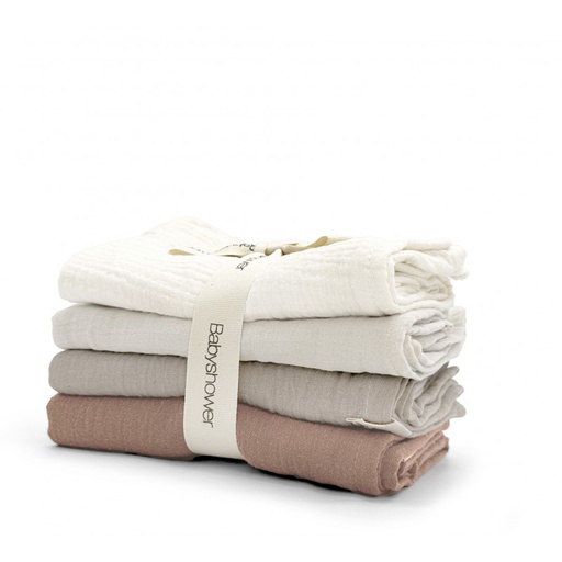 [P4SWLTE] Babyshower - Lot de 4 langes Little Colors - Latte