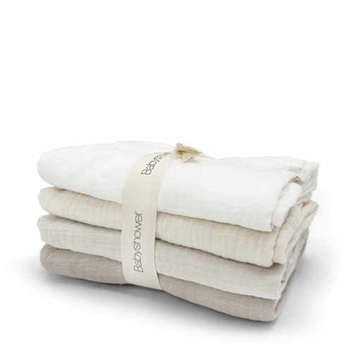 [P4SWIVO] Babyshower - Lot de 4 langes Little Colors - Ivory