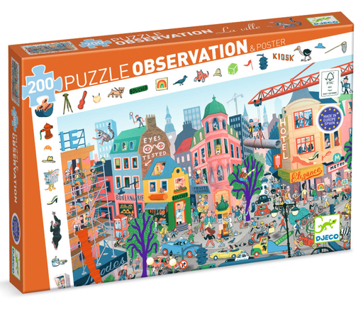 DJECO - Puzzle observation - La Ville 200 pcs - 6 ans + [DJ07515]