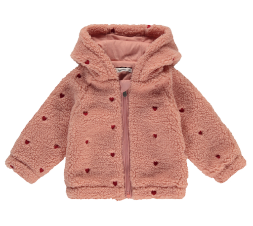 Babyface - Veste rose en mouton imprimé coeurs - Fille