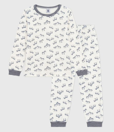 Petit Bateau - Pyjama 2 pièces enfant en velours imprimé zèbres