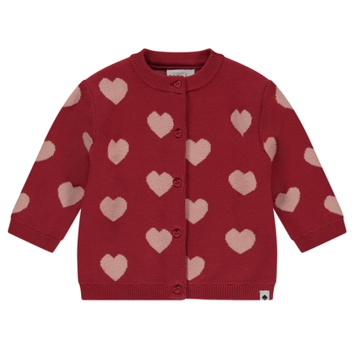 BABYFACE - Gilet en laine rouge avec coeurs  - Fille