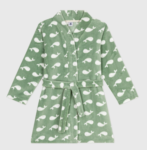 [A0DS601110] Petit Bateau - Peignoir enfant en polaire imprimé baleines - 6/8 ans