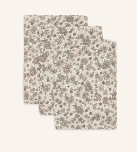 JOLLEIN - Gant de Toilette Gaze de Coton - Retro Flowers - 3 Unités [536-848-67045]