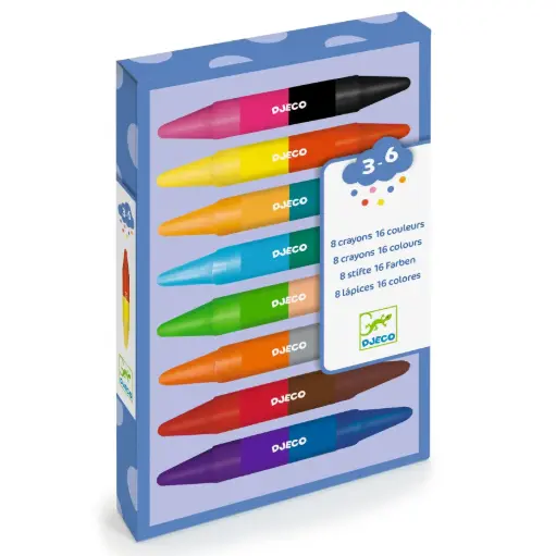 DJECO - 8 crayons de cire doubles côtés - 3-6 ans [DJ08874]