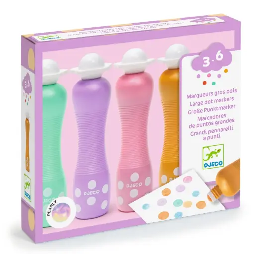 [DJ09058] DJECO - Lot de 4 marqueurs gros pois Pearly - 3-6 ans