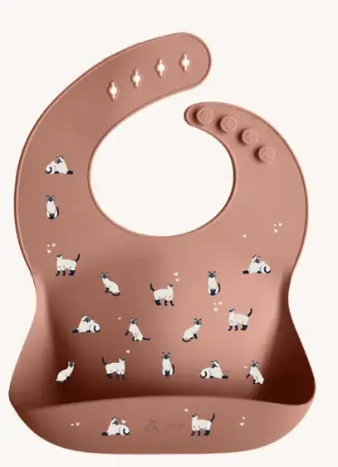 Zakuw - Bavoir en silicone -  Minouche - Rose