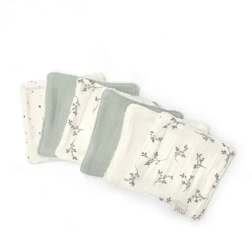 Babyshower - Set de 6 lingettes éponge - Olive Bloom [P6BPOBL]