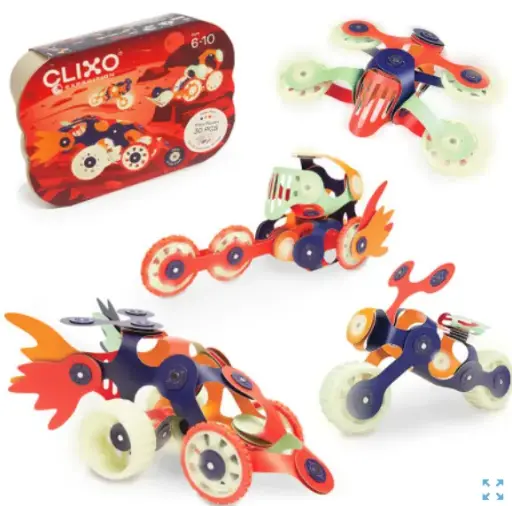 Clixo - Mars Rovers - Jeu de construction phosphorescent magnétique flexible - 30 pièces