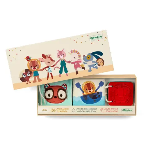 Lilliputiens - Set de naissance - 3 livres sensoriels - Jungle