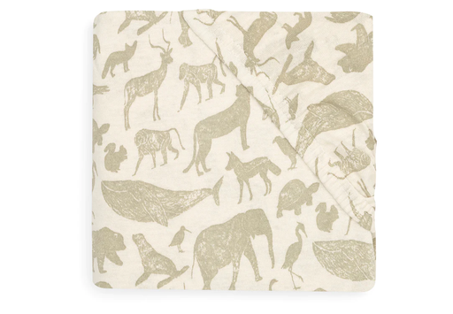 Jollein - Drap-housse Jersey 70x140 Animals - Olive Green