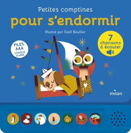 Éditions Milan - Livre sonore - Petites comptines pour s'endormir