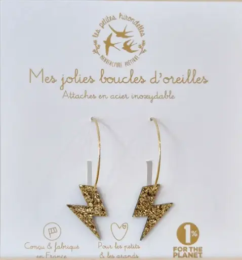 Les petites hirondelles - Créoles paillettées - Eclairs - Doré 