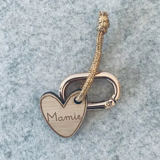 Les petites hirondelles - Porte-clés - Coeur Mamie - Doré