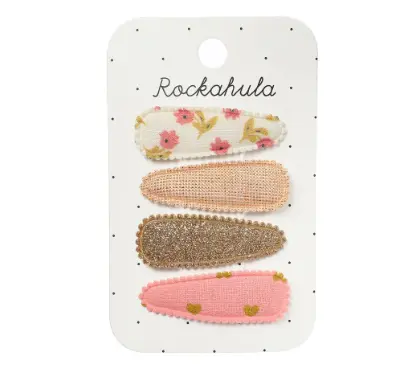 [H2463P] Rockahula - Lot de Lot de 4 barrettes en tissu doux.