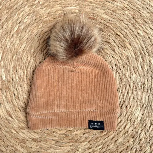BidiBoo - Bonnet Pompon - Rib camel