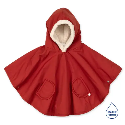 Bemini - Poncho de Voyage 9-36m - Waterproof + Teddy - Carmin [383RAINY45HU]