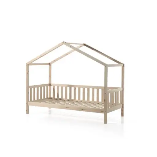 Vipack - Dallas - Lit cabane avec barrière 90x200cm - Naturel [DAHK9010]