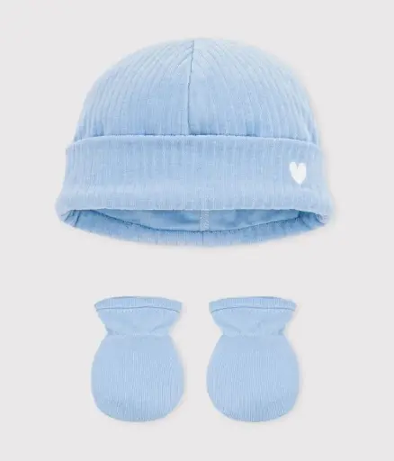 Petit bateau - Lot de 2 pièces - Bonnet et moufles - Bleu