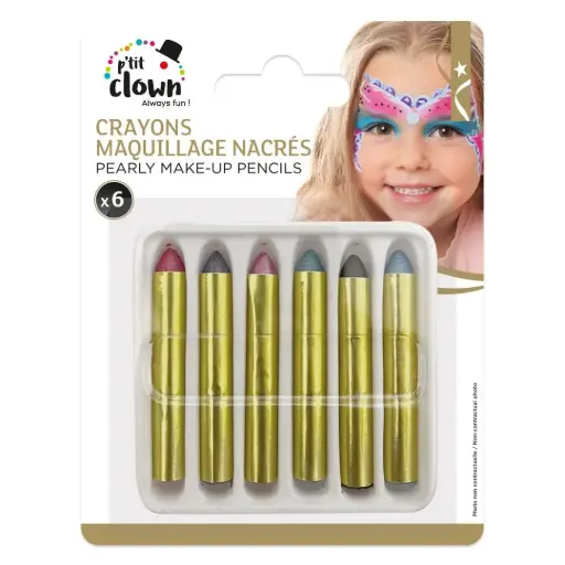 [23354] P'tit Clown - Lot de 6 crayons de maquillage - Nacré
