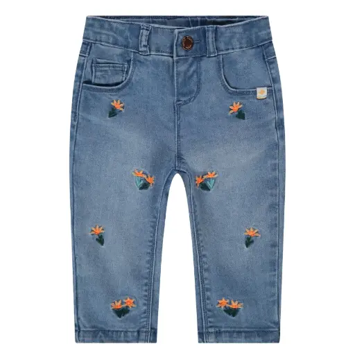 Babyface - Pantalon fille - Fleurs - Medium blue denim 