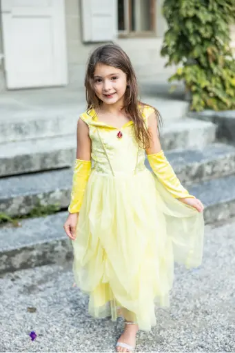 [34105] Great Pretenders - Robe de princesse jaune veloutée et douce avec mitaines