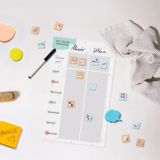 L'atelier gigogne - Coffret "Nos tâches ménagères" - Vert/violet