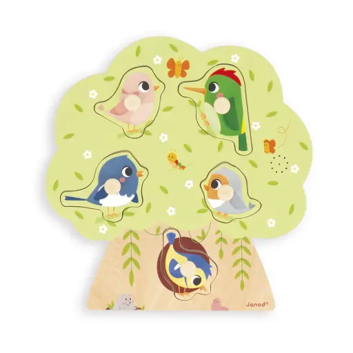 Janod - Puzzle Sonore Oiseau 5 pièces - 18 mois + [J07095]