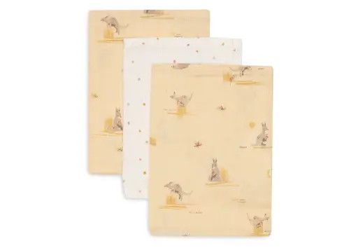 Jollein - Gant de Toilette Gaze de Coton - Kangaroots - 3 Unités [536-848-68160]