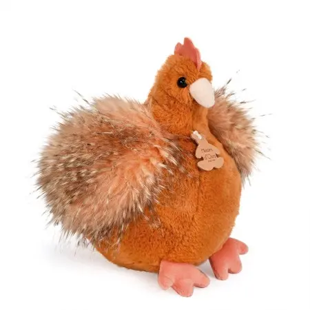 Histoire d'ours - Peluche poule "Poulette" - Orange roux - 20 cm [HO3161]