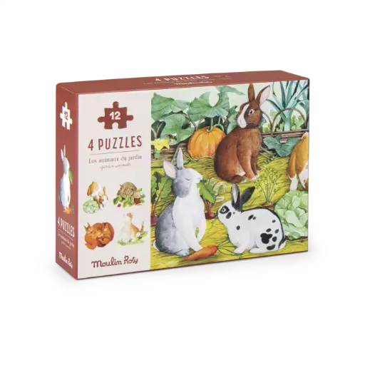 Moulin Roty - 4 mini puzzles des animaux (4x12 pièces) [712449]