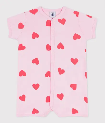 Petit bateau - Combinaison courte en coton - Coeurs