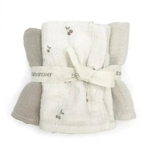 Babyshower - Lot de 3 mini-langes - Cherries [P3SWCHY]