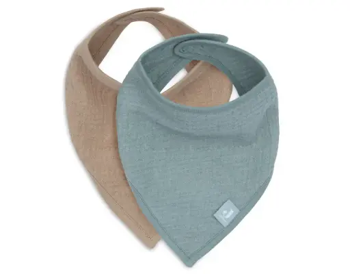 Jollein - Lot de 2 Bavoirs Bandana Gaze de Coton - Sea Green