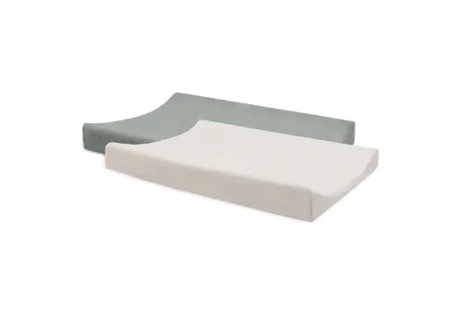 Jollein - Lot de 2 housses matelas à langer éponge 50x70cm - Sea Green & Ivory